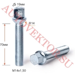 Болт S17D70 Z M14X1,50X70 Цинк Сфера с выступом ключ 17 мм
