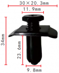 FORD,MAZDA E92Z-17C756C, GJ21-50-034 клипса  9.8x23.6x30mm