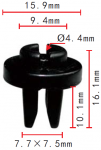 HONDA  90107-S10-003 клипса  7.7x10.1x15.9mm  d4.4mm