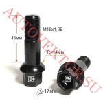 Болт M15X1,25X45 Черный Цинк Сфера с выступом, ключ 17 Mers S17M45 BA