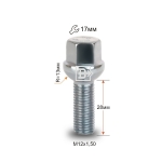Болт M12X1,50X28 Цинк Сфера с выступом ключ 17 мм S17A28 Z