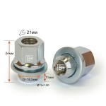 Гайка M12X1,50 Хром высота 34 мм Прессшайба Toy, Диаметр носика 18,5мм, 703845 Cr 
