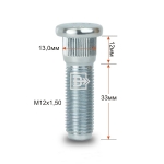 Шпилька забивная M12X1,50 (Lрезьб.части=33мм, Dзабив.=13,0мм, Lзабив.=12мм) CRP130A33