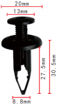 TOYOTA 90467-09189, 90467-09127 клипса  8.8x27.5x20mm