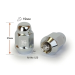 Гайка M14X1,50 Хром высота 35 мм Конус с выступ., закр., ключ 19мм 401448 Cr