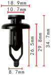 MAZDA  90467-09143 клипса  8.7x26.5x18.9mm