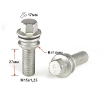 Болт S17M27 D M15X1,25X27 Дакромет Вращ.Сфера с выступом, ключ 17