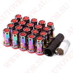 Комплект гаек M88R-1H RD M12X1,50 Радужный-Красный высота (16 гайки +4 секретки +2 ключа)