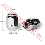 Гайка 2136 Cr (901444 Cr) M12X1,25 Хром, Цельнометал.,  высота 35 мм Конус с выступ., закр., кл.21мм
