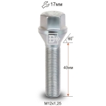 Болт M12X1,25X40 Цинк Конус с выступом ключ 17 мм  C17B40 Z