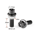 Болт M14X1,25X29 Черный Цинк вращ.Сфера с выступом ключ 17 S17F29 BA