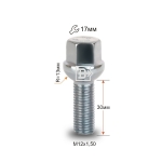 Болт M12X1,50X30 Цинк Сфера с выступом ключ 17 мм S17A30 Z