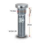 Шпилька забивная M12X1,25 (Lрезьб.части=28мм, Dзабив.=14,4мм, Lзабив.=12мм) Цинк CRP144B28