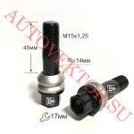 Болт M15X1,25X77 Черный Цинк Сфера с выступом, ключ 17, длина резьбы 23мм Mers S17M77 BA