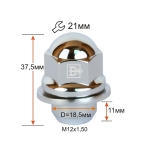 Гайка M12X1,50 Хром высота 37,5 мм Прессшайба  Mit, Диаметр носика 18,5мм, сферич., 723745 Cr 