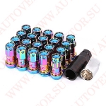 Комплект гаек M88R-2H BU M12X1,25 Радужный-Синий высота (16 гайки +4 секретки +2 ключа)