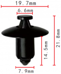Toyota, Nissan 67771520101, 6777152010O, 6777152010G0, 0155301553 черная клипса  7.9x14.5x19.7mm
