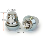 Гайка M12X1,50 Хром вращ.конус с выступом  высота 34 мм закрытая Форд кл.19мм, 341145 Cr 