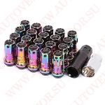 Комплект гаек M88R-2H BA M12X1,25 Радужный-Черный  высота (16 гайки +4 секретки +2 ключа)