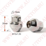 Гайка 342145 Cr M12X1,50 Хром увелич.конус с выступом  высота 30 мм закрытая Форд кл.19мм