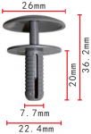 Mercedes черная клипса 7.7x20x26mm