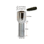 Болт M14X1,50X28 Хром Конус, внутр. шестигранник 12мм, Dголовы=20мм, 274110 H VHE20D28 Cr