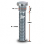 Шпилька забивная M12X1,50 (Lрезьб.части=55мм, Dзабив.=14,4мм, Lзабив.=12мм) Цинк CRP144A55
