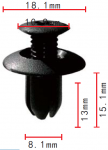 KIA / HYUNDAI / MAZDA, MB45556143, 8659028000, B09251833 клипса  8.1x13x18.1mm