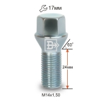 Болт M14X1.50X24 Цинк Конус с выступом ключ 17 мм  C17D24 Z