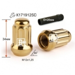 Гайка M12X1,25 Золотой хром высота 33мм 12 луч., закр., спец.кл. 911144 GD Cr