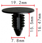 Toyota 90467A0008 клипса белая 7.8x15.5x19.2mm