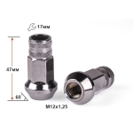 Гайка 300944 SM M12X1,25 Дымчатый Титан высота 47 мм, Конус с выступ., откр., с накаткой, ключ 17 мм