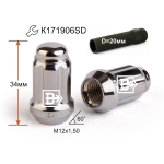 Гайка M12X1,50 Хром высота 34 мм 6 луч., закр., спец.кл. (K171906 SD) 211145 SD Cr 