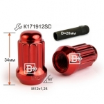 Гайка M12X1,25 Красный хром высота 33мм 12 луч., закр., спец.кл. 911144 RD Cr