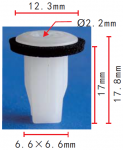 Honda 90670-SG0-003, 91626-SH3-003 клипса  6.7x17x12.3mm  d2.2mm