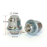 Гайка M12X1,50 Хром высота 37,5 мм Прессшайба Toy, L330, Диаметр носика 18,5мм, 723845 Cr 