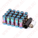 Комплект гаек M88R-1H BU M12X1,50 Радужный-Синий  высота (16 гайки +4 секретки +2 ключа)