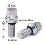 Болт M14X1,50X28 Хром Подстроечный конус +-1мм ключ 17мм C17D28PCD Cr