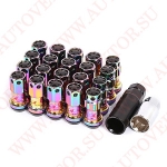 Комплект гаек M88R-1H BA M12X1,50 Радужный-Черный  высота (16 гайки +4 секретки +2 ключа)