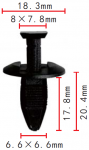FORD N808048S, W705532-S300 клипса  6.6x17.8x118.3mm