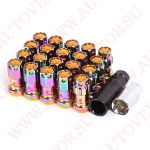 Комплект гаек M88R-1H GD M12X1,50 Радужный-Золотой  высота (16 гайки +4 секретки +2 ключа)
