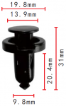 Honda 91503-SZ5-003, 91509-S47-003, 91503-S7S-003 клипса  9.8x20.4x19.8mm
