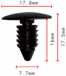 GM, Ford, Chrysler, AMC 332364, 389358, 3691590, 6031321, 4004569 натуральный  клипса  7.7x16x17.8mm