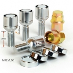 К-т секретных болтов M12X1,50X28  Хром Сфера, вращ. кольцо, хром.пласт. Колпачок, 2 кл. 385110X2