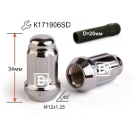 Гайка M12X1,25 Хром высота 34 мм 6 луч., закр., спец.кл. (K171906 SD) 211144 SD Cr