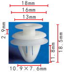 TOYOTA ,SUZUKI ,MAZDA67771-89104, 09409-08310, D201-50-797 клипса  11x11.8x18mm