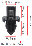 ACURA ,HONDA90661-ST7-003, 90661-S47-003  клипса 11.4x15.5x15.8mm