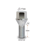 Болт M12X1,25X22 Хром Конус с выступом, ключ 17 мм ВАЗ 2108-015 ШтампДиск Хром C17B22 Cr
