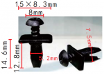 Ford 1629549 Клипса черная    7.5x12.8x15mm  8mm