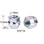 Гайка 400167 Z 9/16"-18 Цинк высота 21,5 мм Конус с выступ., откр., кл.19мм